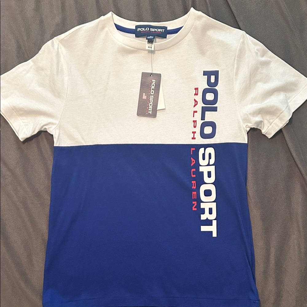 Ralph Lauren Blue and White Polo Sport Tee